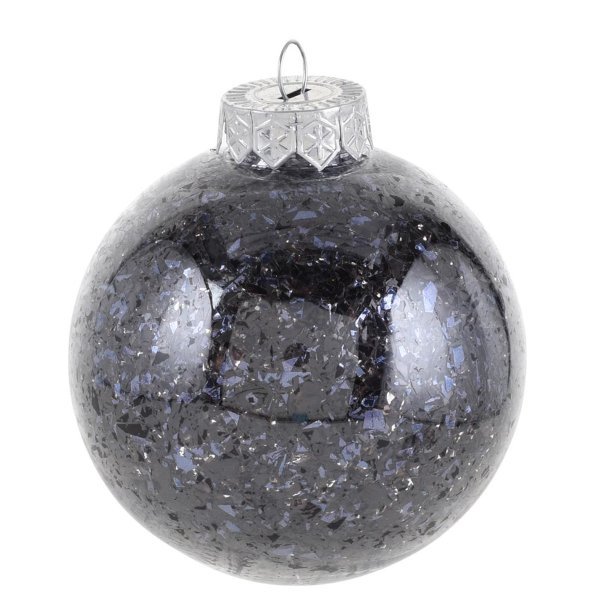 Χριστουγεννιάτικη Μπάλα Διάφανη με Μπλε Κομφετί (8cm)